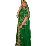 Emerald Green Salma Work Poshak | Aari & Sequins Work on Bamber Satin | Jaipurio Designer Collection